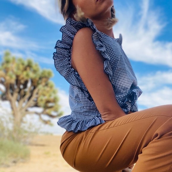 LF Tops - NWT LF Gingham Print Ruffled Top Sz S